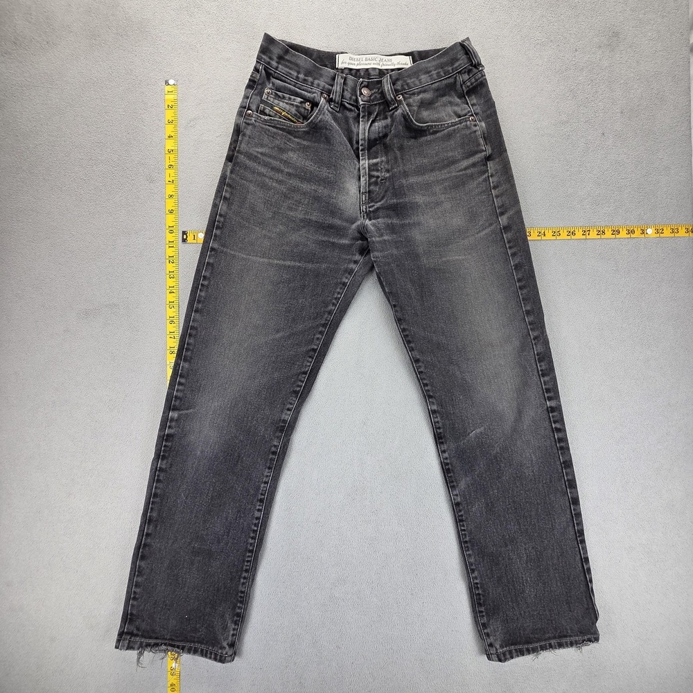 Diesel Jeans Mens 30x32 Black Cheyenne Altered Hem Straight Button Fly Italy